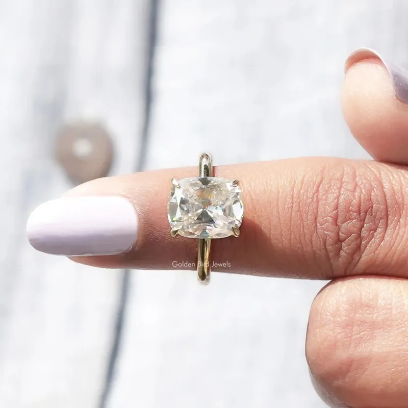 Old Mine Cushion Moissanite Solitaire Ring view 6