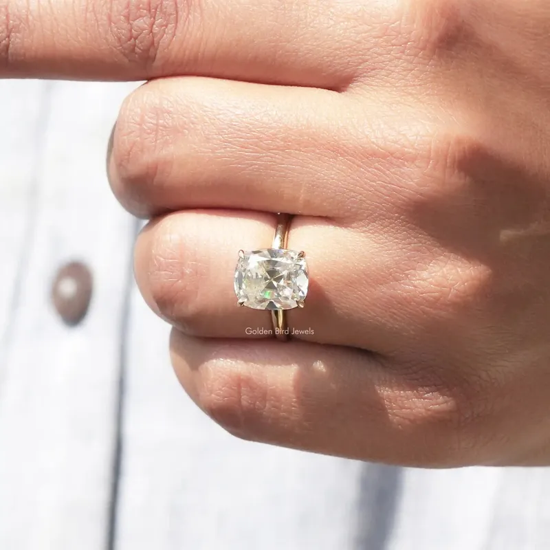 Old Mine Cushion Moissanite Solitaire Ring view 8