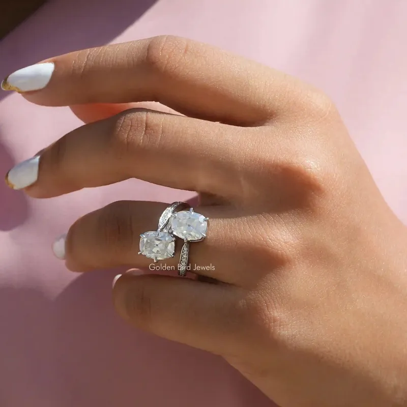 Old Mine Elongated Cushion Cut Moissanite Ring vy 6