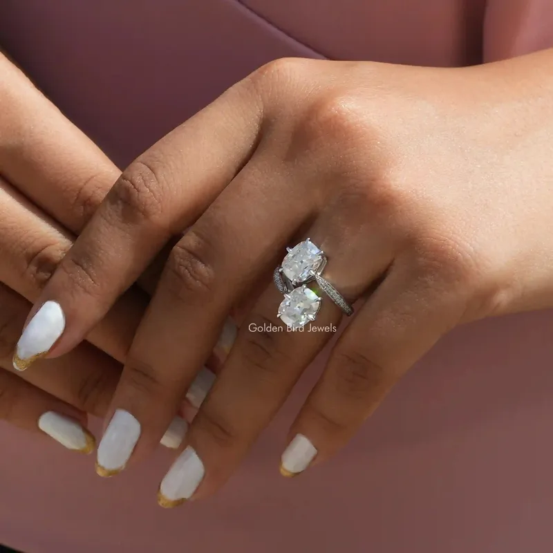 Old Mine Elongated Cushion Cut Moissanite Ring vy 2