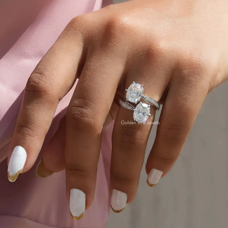 Old Mine Elongated Cushion Cut Moissanite Ring vy 4
