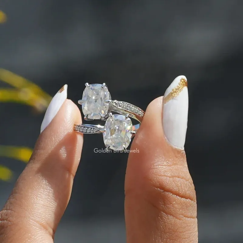 Old Mine Elongated Cushion Cut Moissanite Ring cushion cut engagement ring