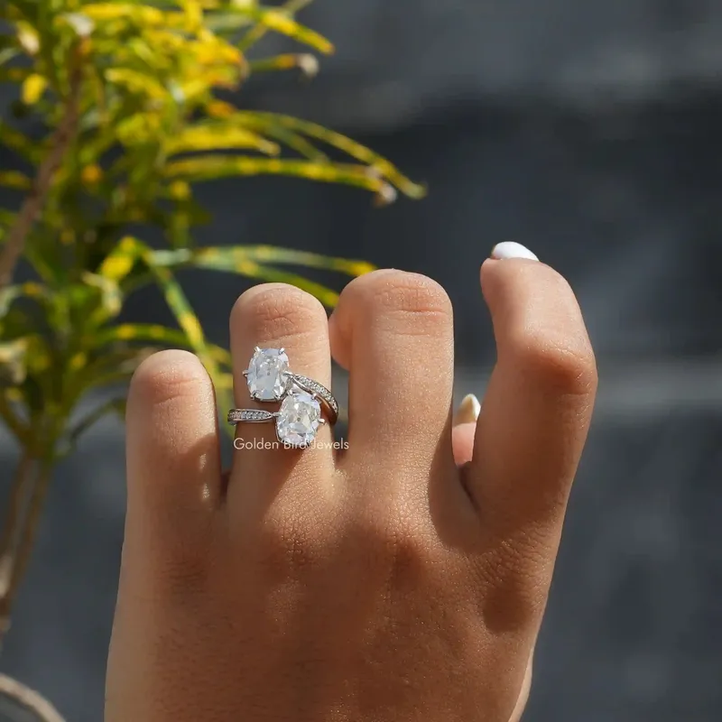 Old Mine Elongated Cushion Cut Moissanite Ring vy 5