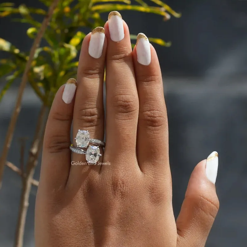 Old Mine Elongated Cushion Cut Moissanite Ring vy 3