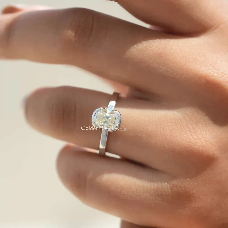 Old Mine Elongated Cushion Cut Moissanite Ring view 3