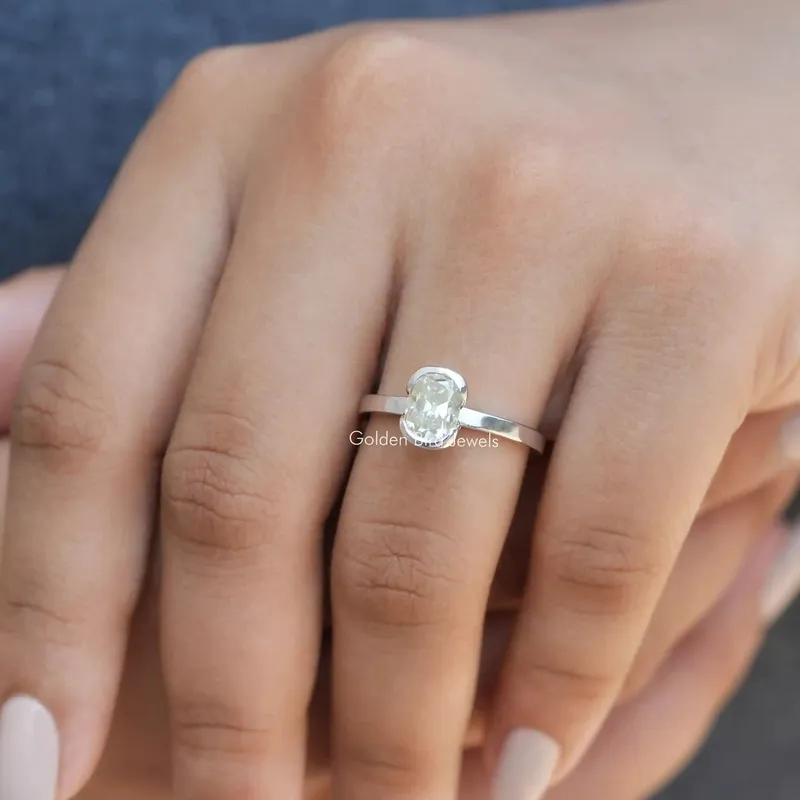 Old Mine Elongated Cushion Cut Moissanite Ring view 5