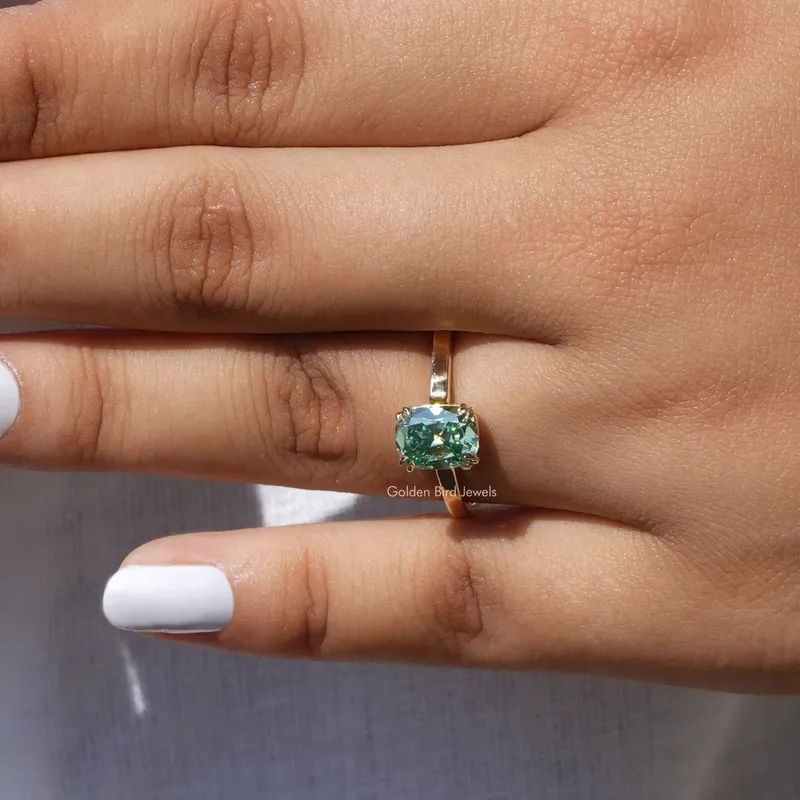Old Mine Elongated Cushion Cut Moissanite Solitaire Ring view 6