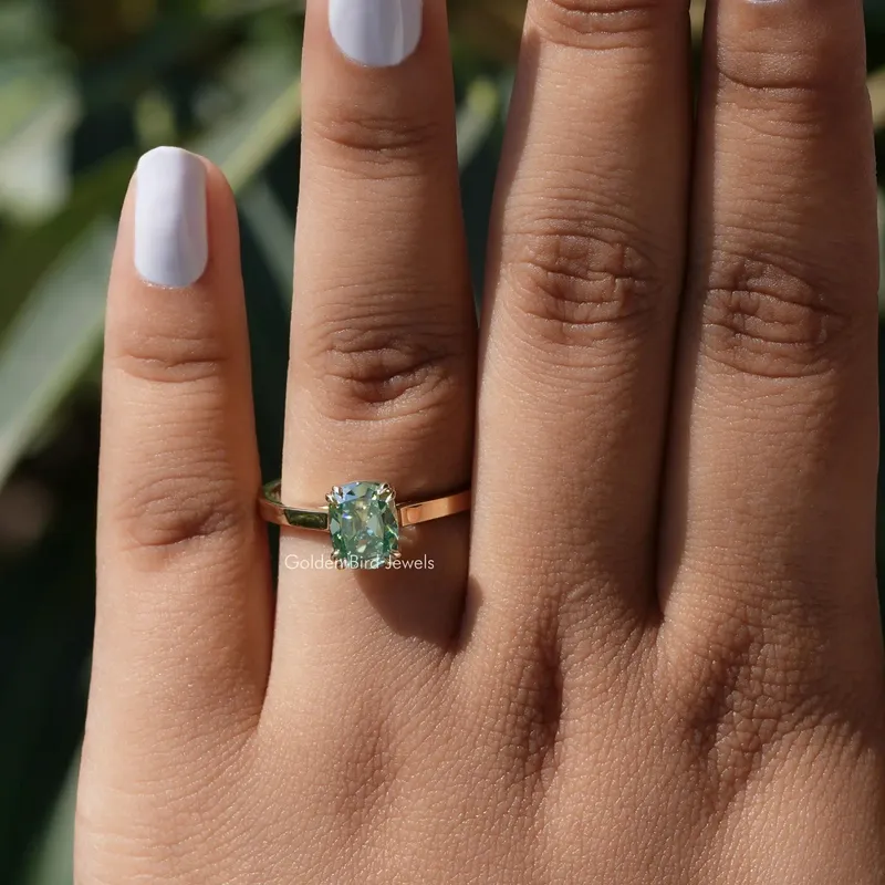 Old Mine Elongated Cushion Cut Moissanite Solitaire Ring view 4