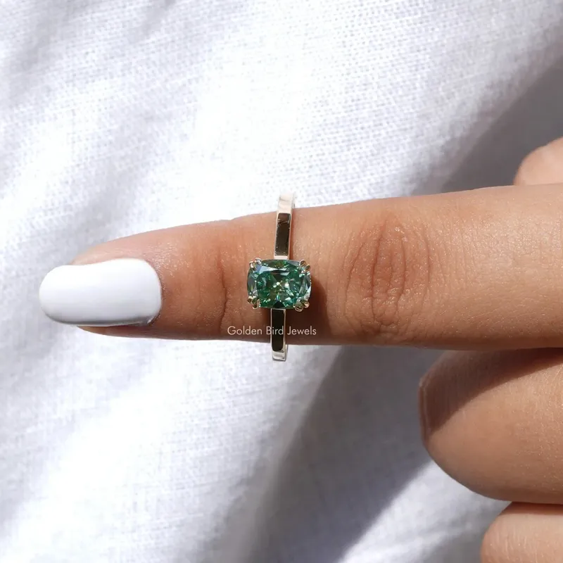 Old Mine Elongated Cushion Cut Moissanite Solitaire Ring view 8