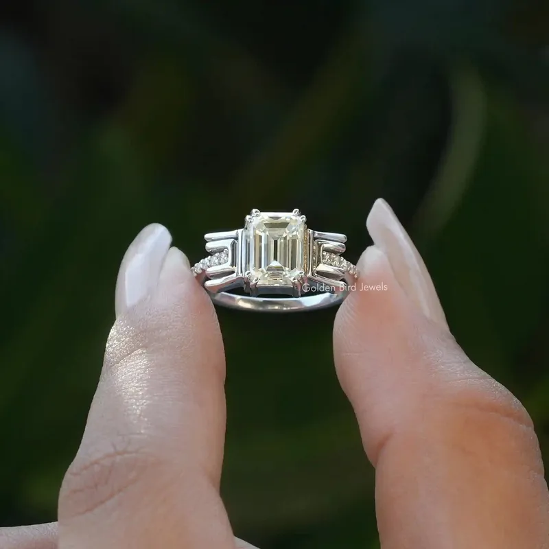 Old Mine Emerald Cut Moissanite Bridal Ring engagement ring