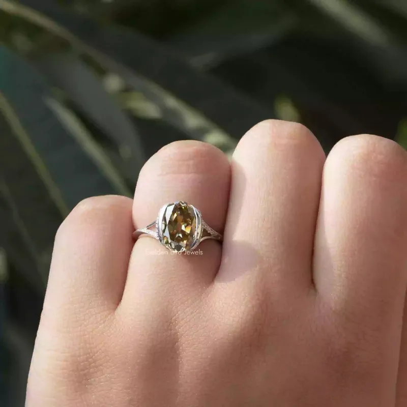 Old Mine Oval Cut Half Bezel Engagement Ring vy 8