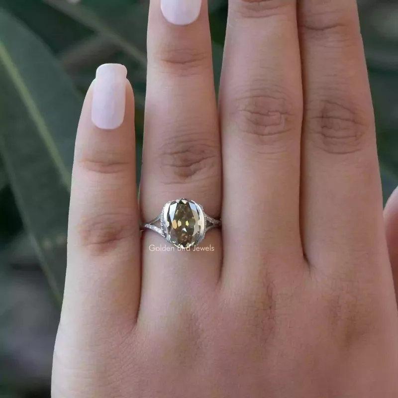Old Mine Oval Cut Half Bezel Engagement Ring vy 2