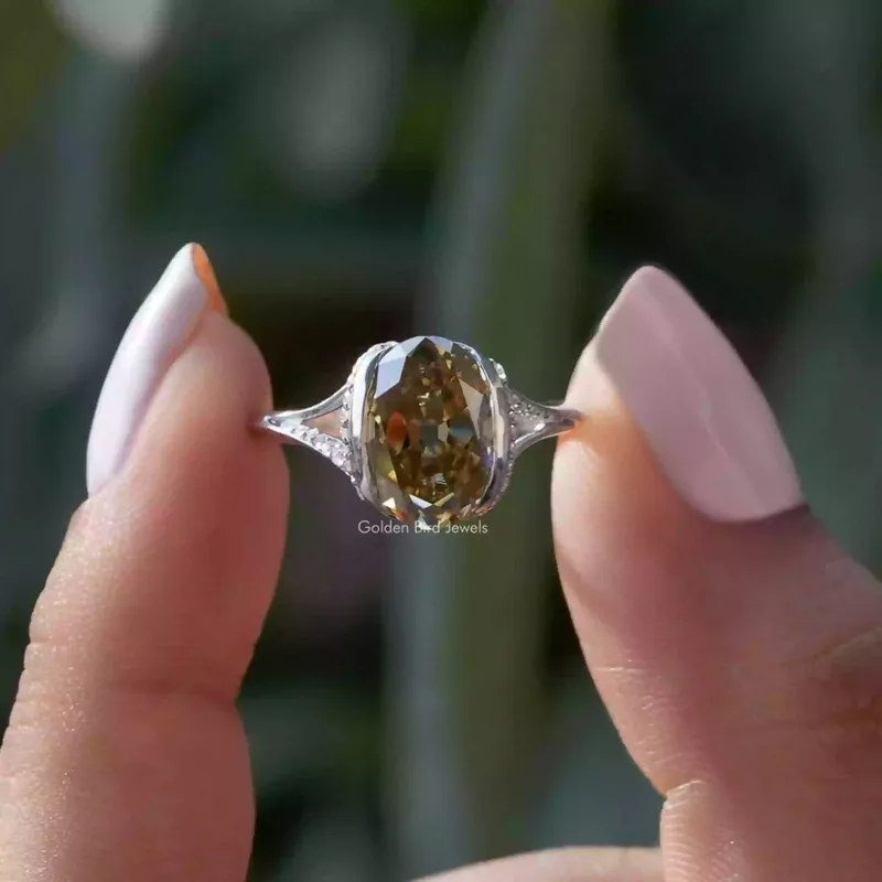 Old Mine Oval Cut Half Bezel Engagement Ring engagement ring