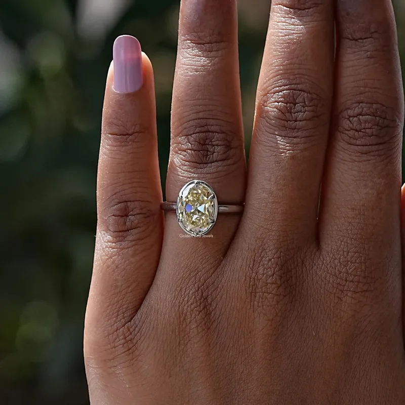 Old Mine Oval Cut Moissanite Engagement Ring view 4