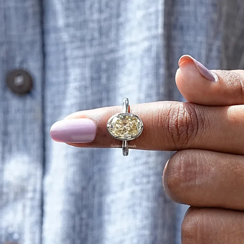 Old Mine Oval Cut Moissanite Engagement Ring view 6