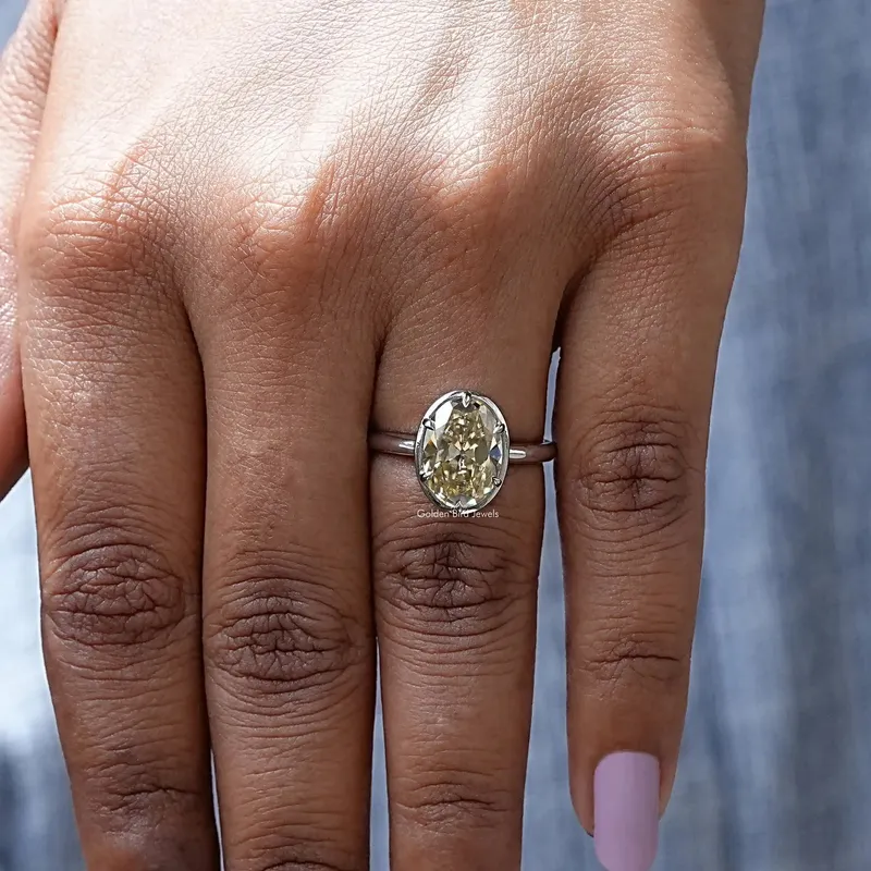 Old Mine Oval Cut Moissanite Engagement Ring view 7