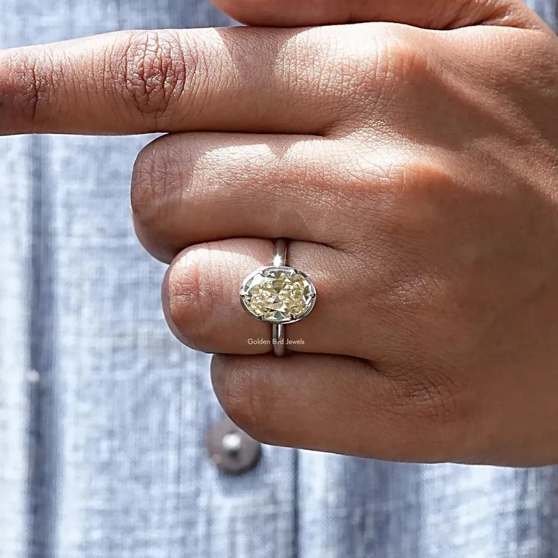 Old Mine Oval Cut Moissanite Engagement Ring view 8
