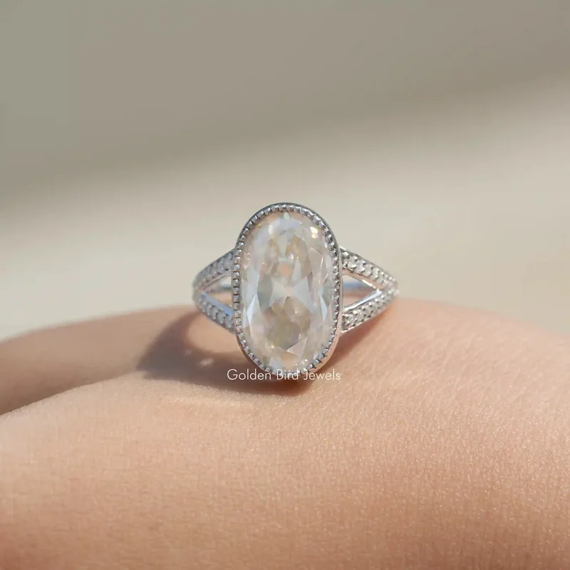 Old Mine Oval Cut Moissanite Vintage Ring view 6