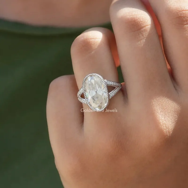 Old Mine Oval Cut Moissanite Vintage Ring view 4