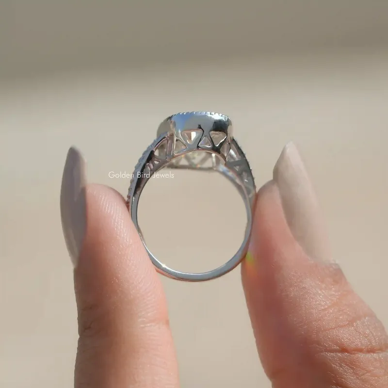 Old Mine Oval Cut Moissanite Vintage Ring view 2