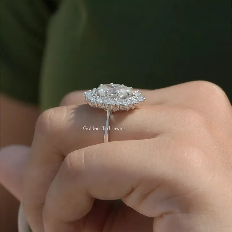 Old Mine Oval Cut Moissanite Vintage Ring vy 8