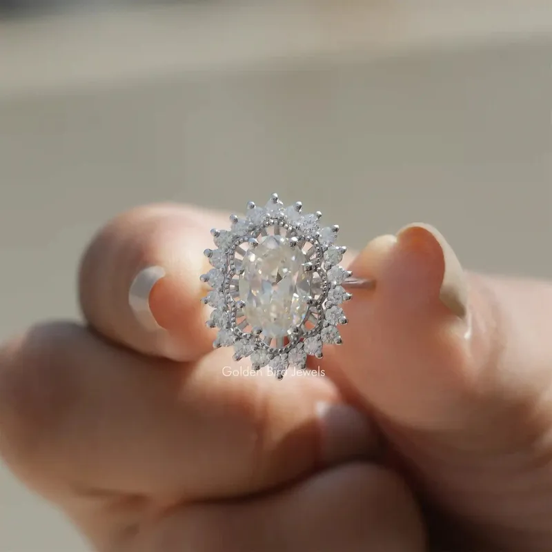 Old Mine Oval Cut Moissanite Vintage Ring vy 2