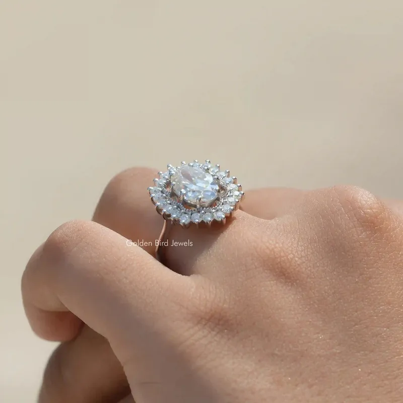 Old Mine Oval Cut Moissanite Vintage Ring vy 6