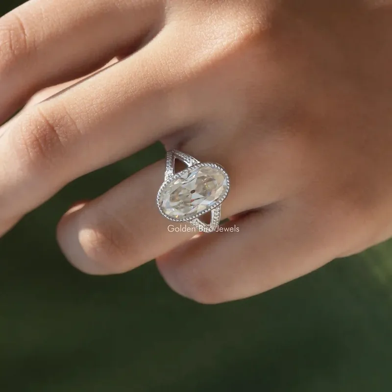 Old Mine Oval Cut Moissanite Vintage Ring view 7