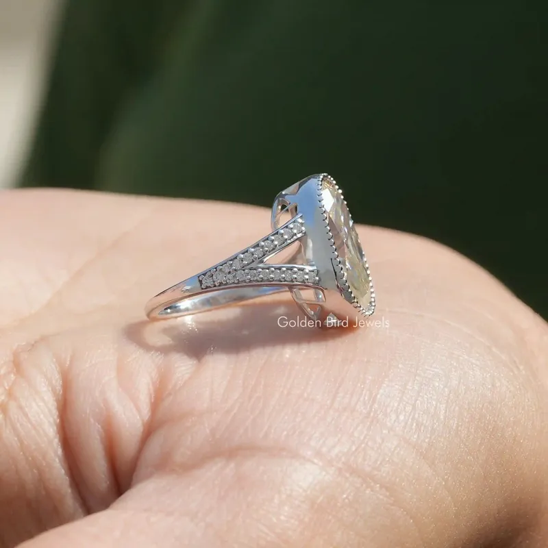 Old Mine Oval Cut Moissanite Vintage Ring view 8