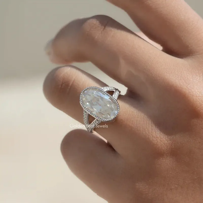 Old Mine Oval Cut Moissanite Vintage Ring view 3