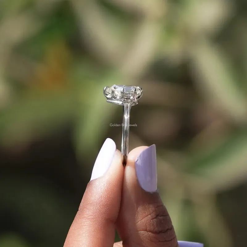Old Mine Pear Cut Moissanite Solitaire Engagement Ring vy 2