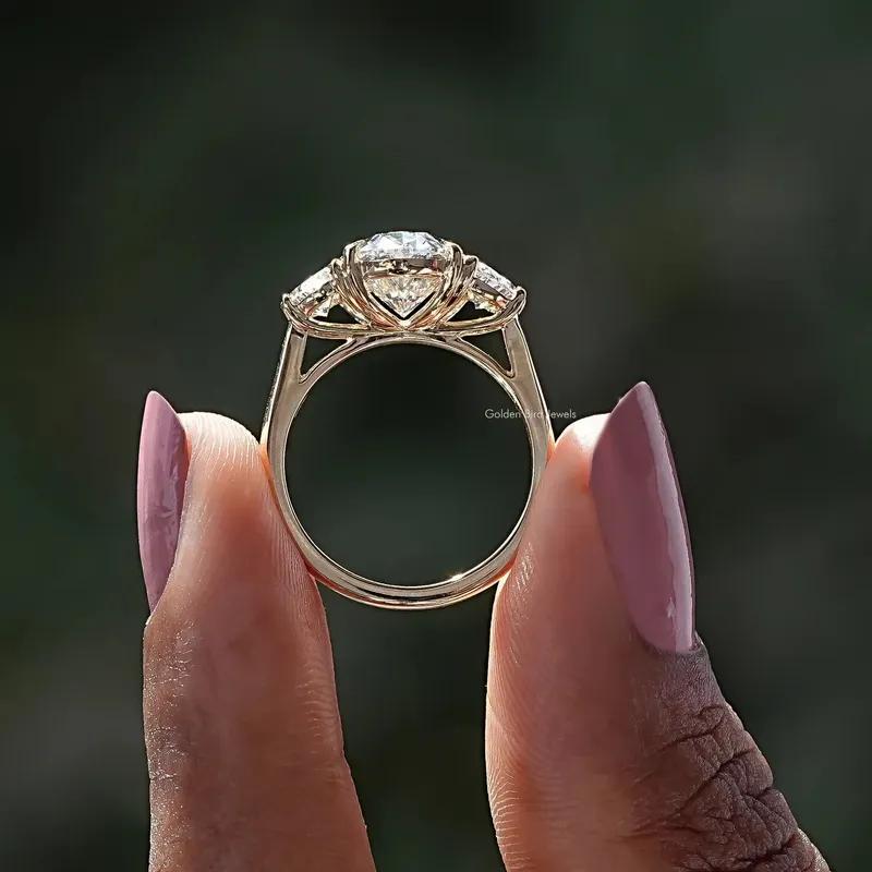 Oval And Half Moon Diamond Engagement Ring view 2