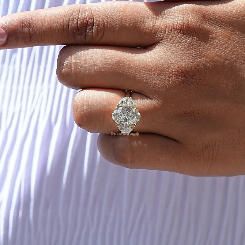 Oval And Half Moon Diamond Engagement Ring view 8
