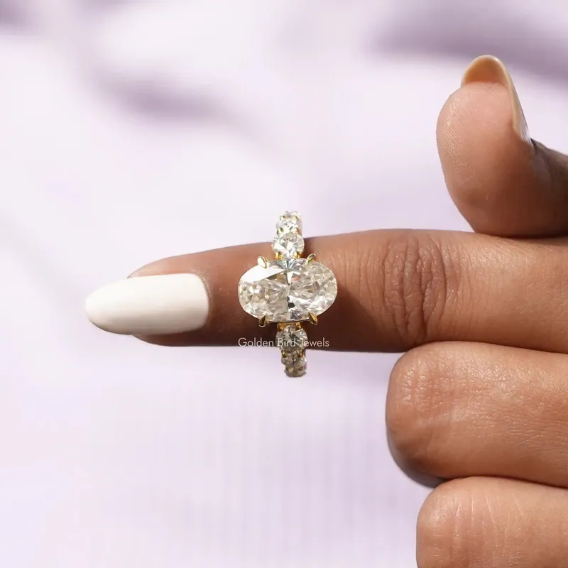Oval And Round Cut Moissanite Accent Stone Ring vy 6