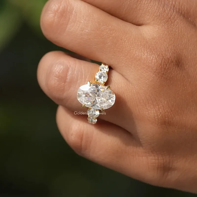 Oval And Round Cut Moissanite Accent Stone Ring vy 7