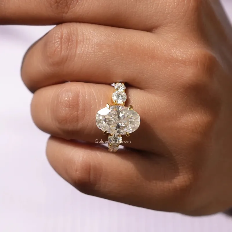 Oval And Round Cut Moissanite Accent Stone Ring vy 5