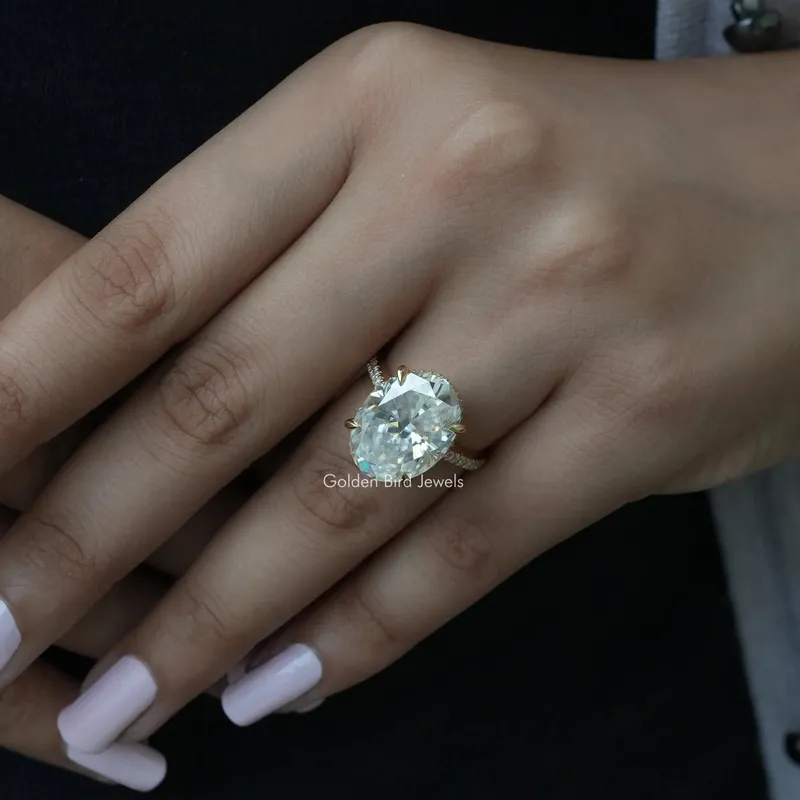 Oval Cut Hidden Halo Moissanite Engagement Ring vy 7
