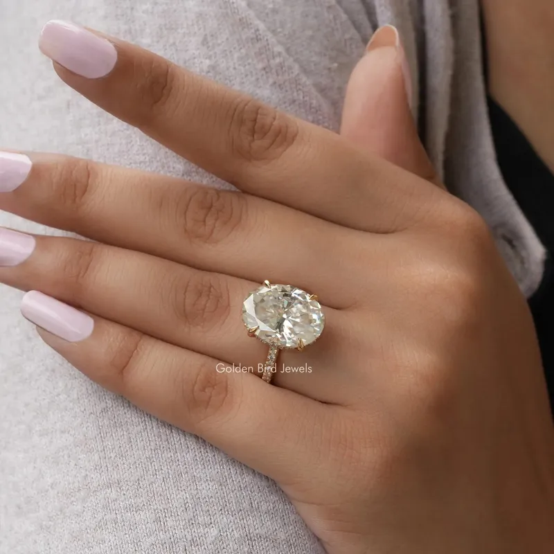 Oval Cut Hidden Halo Moissanite Engagement Ring vy 5