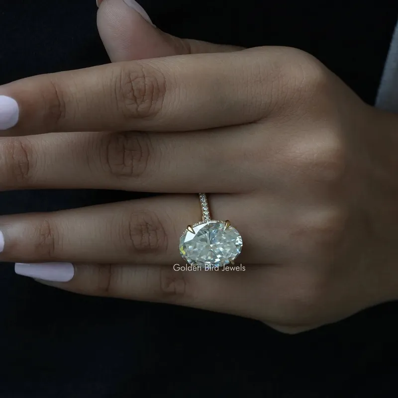 Oval Cut Hidden Halo Moissanite Engagement Ring vy 8