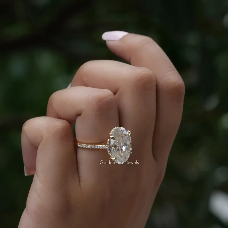 Oval Cut Hidden Halo Moissanite Engagement Ring vy 6