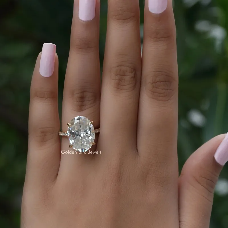 Oval Cut Hidden Halo Moissanite Engagement Ring vy 4