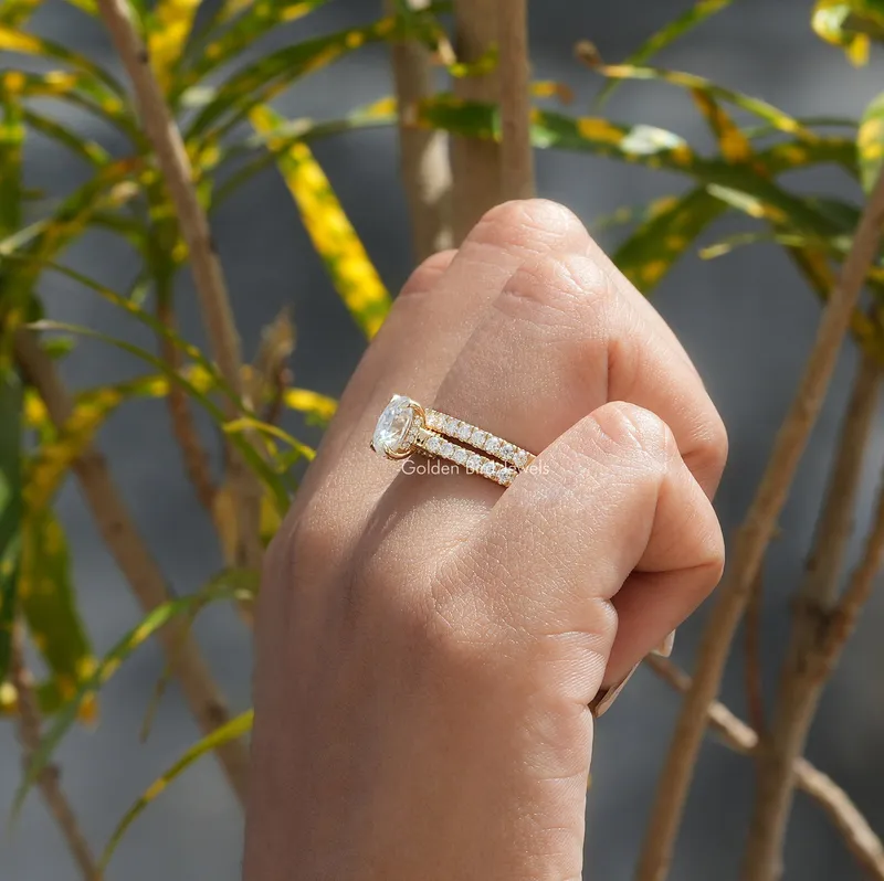 Oval Cut Hidden Halo Ring With Matching Eternity Band vy 6