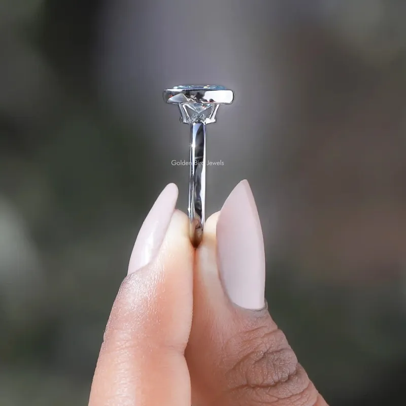 Oval Cut Moissanite Bezel Setting Solitaire Engagement Ring vy 2