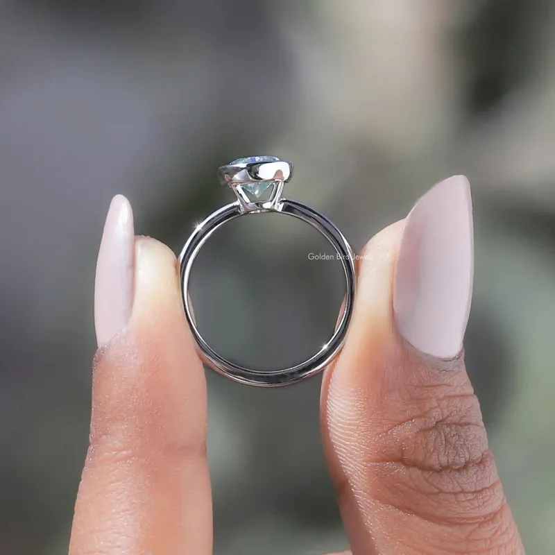 Oval Cut Moissanite Bezel Setting Solitaire Engagement Ring vy 3