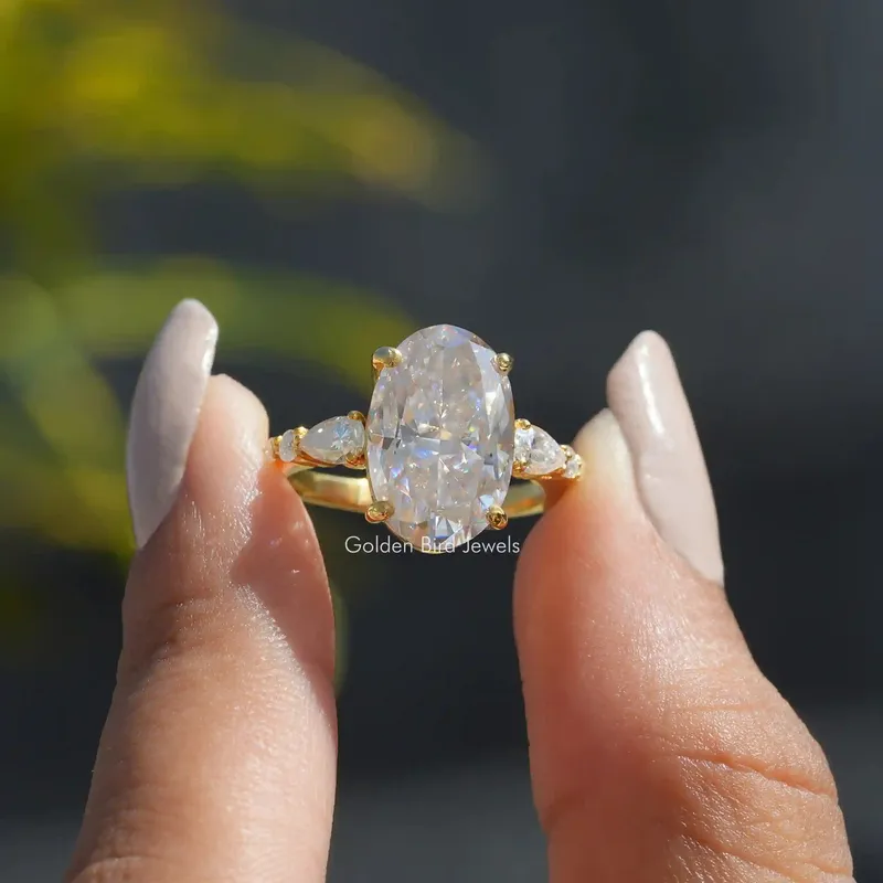 Oval Cut Moissanite Cluster Engagement Ring oval cut engagement ring