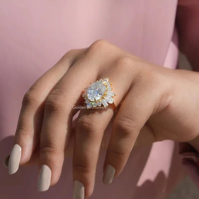 Oval Cut Moissanite Halo Engagement Ring view 5