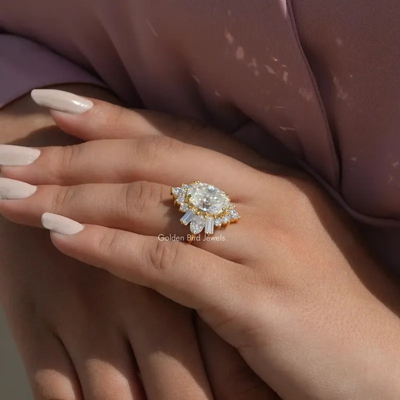 Oval Cut Moissanite Halo Engagement Ring view 7