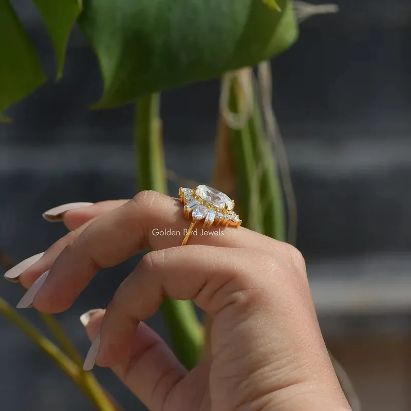 Oval Cut Moissanite Halo Engagement Ring view 9