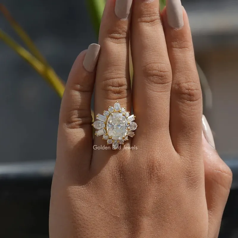 Oval Cut Moissanite Halo Engagement Ring view 2