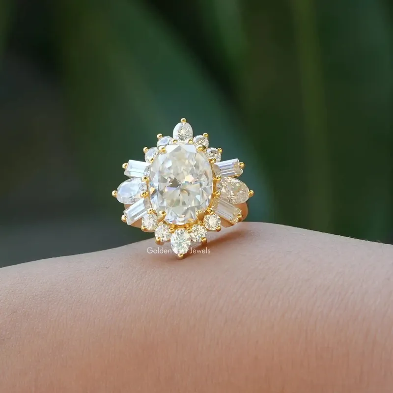 Oval Cut Moissanite Halo Engagement Ring view 6